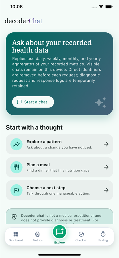 Chat launcher with suggested questions about health data